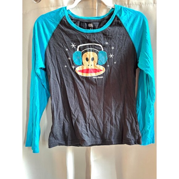 Paul Frank Tops - Paul Frank Womens Top Large Blue Y2K 90s Retro Indie Monkey Raglan Casual 19038